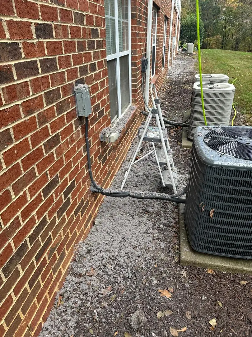 Dryer vent with lint buildup before post service cleaning