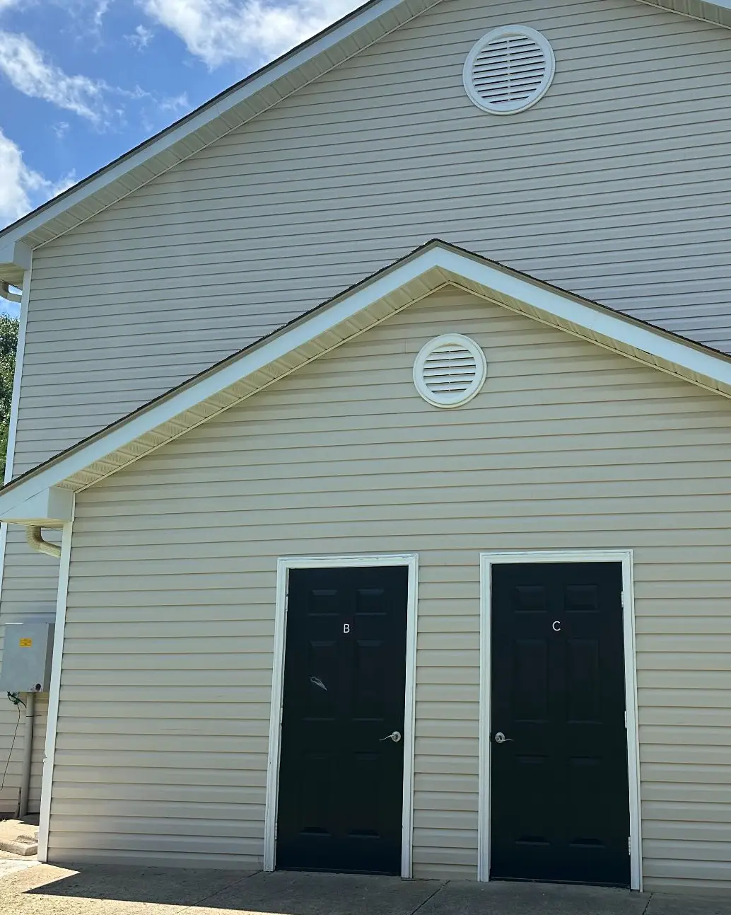 Commercial building siding after soft wash cleaning service