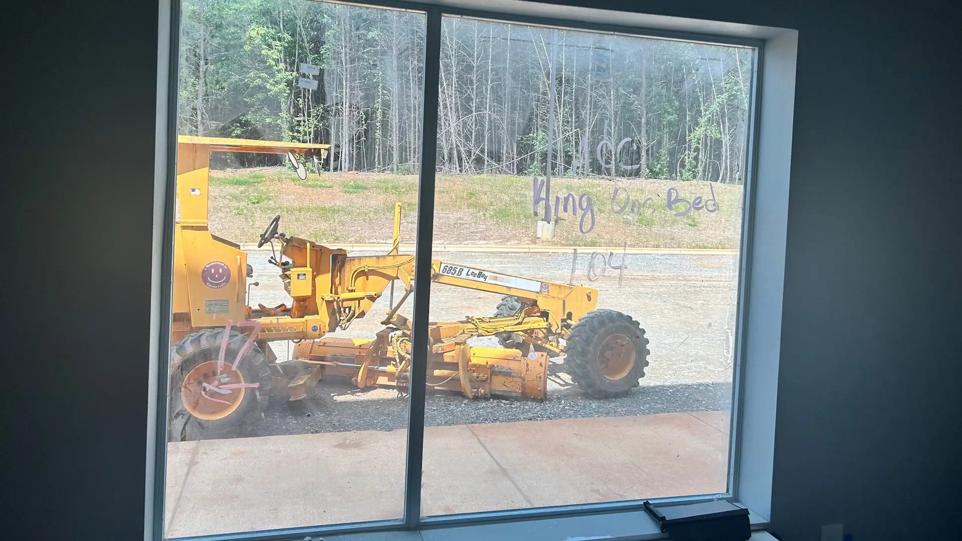 Commercial building windows before post-construction cleaning